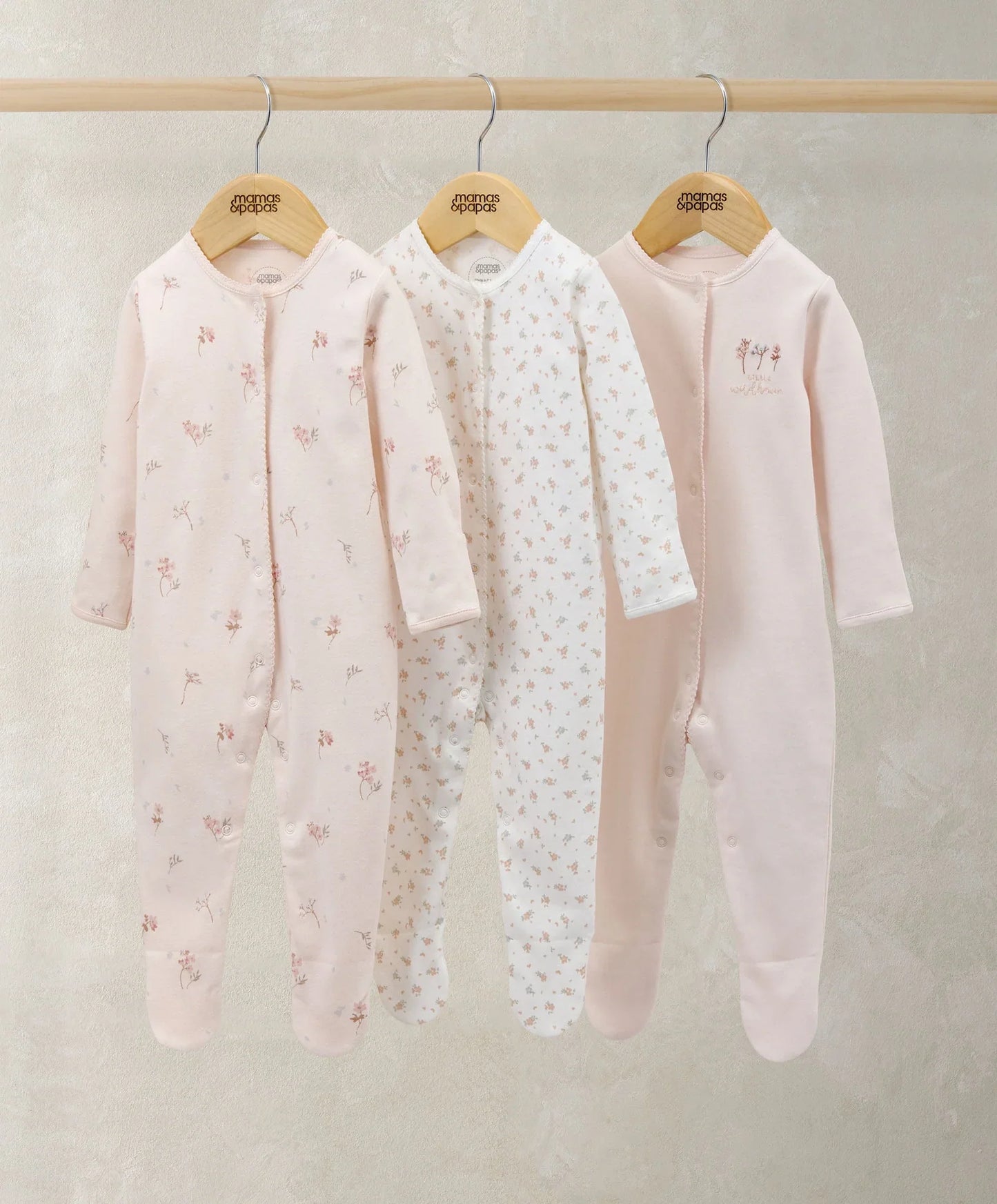 Mamas & Papas Sleepsuits (Pack of 3) - Wildflower Floral Prints