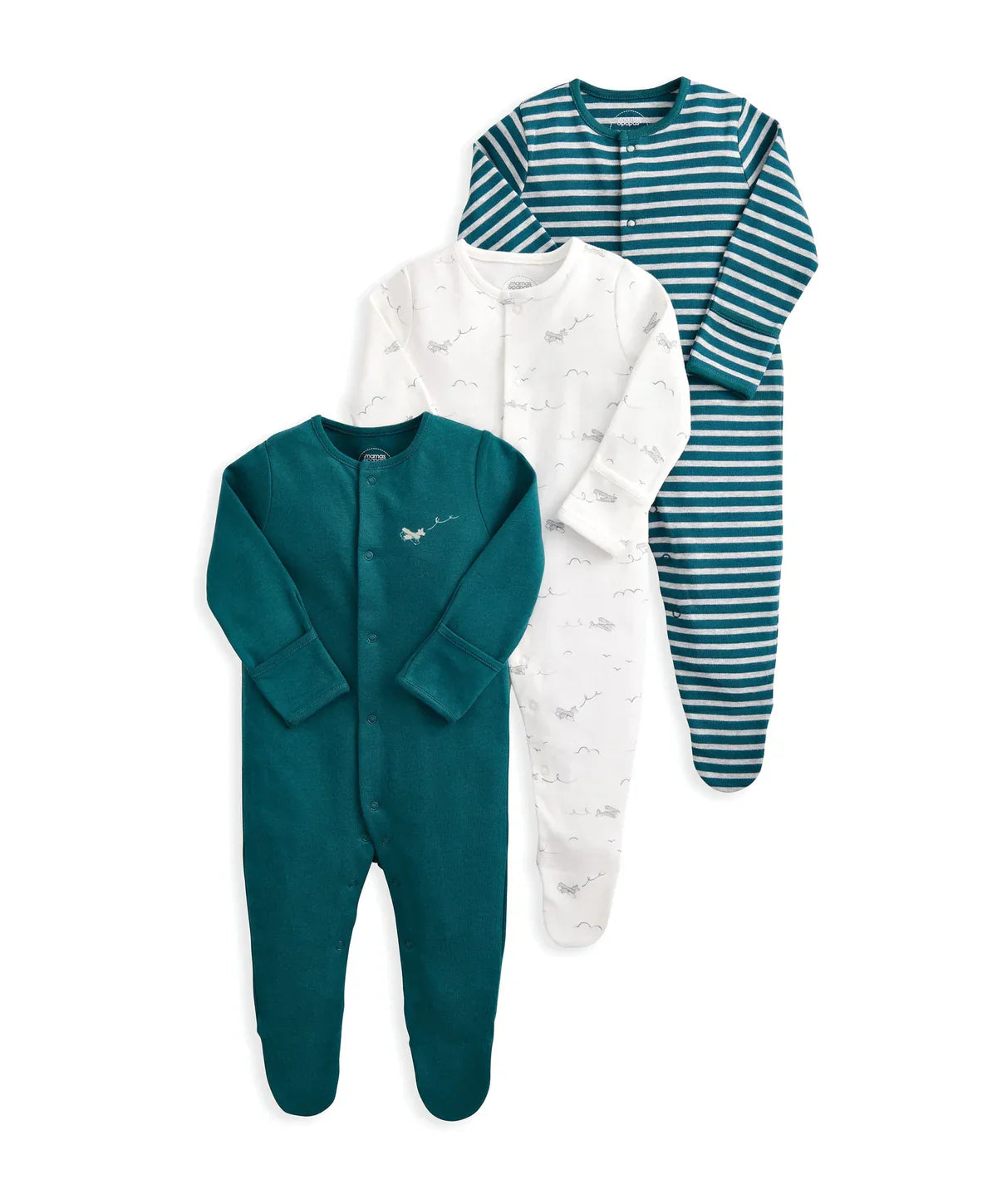 Sleepsuits (Pack of 3) - Planes Stripe