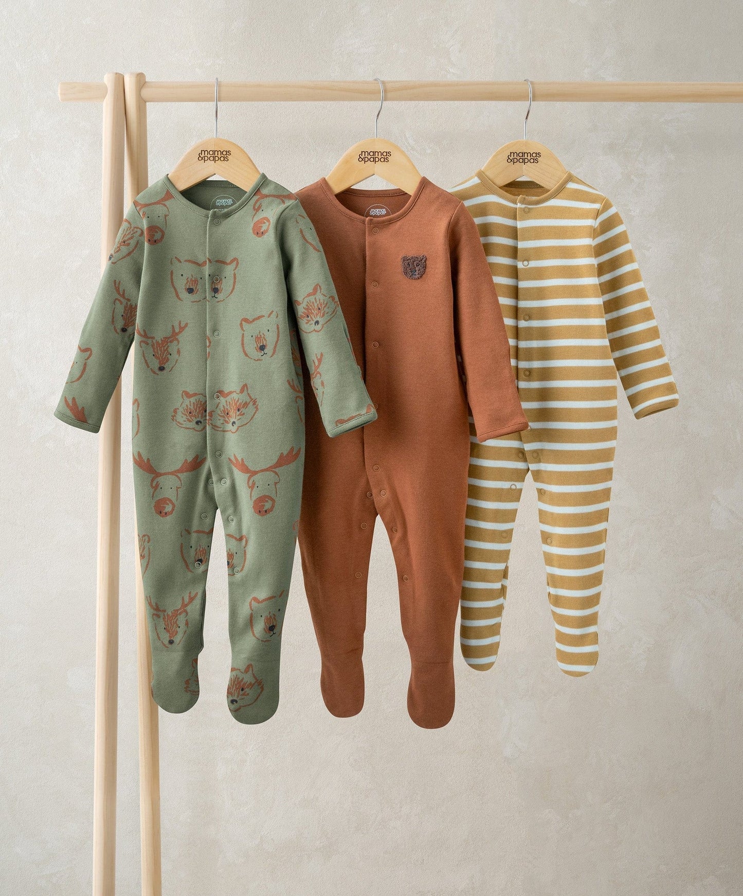 Mamas & Papas Woodland Animals Sleepsuits (Pack of 3) Sleepsuit