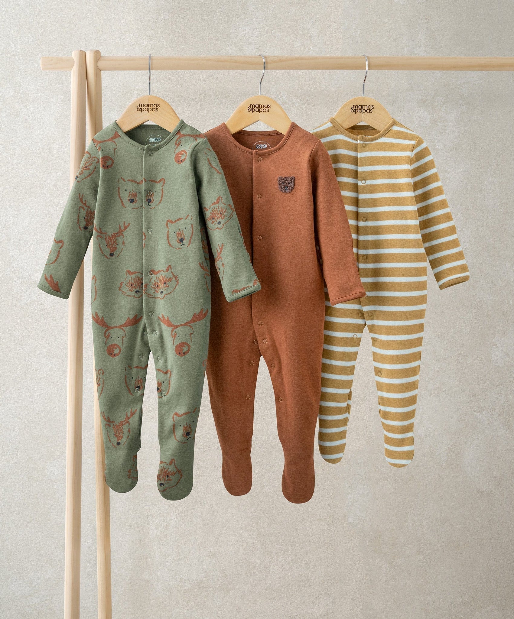 Mamas & Papas Woodland Animals Sleepsuits (Pack of 3) Sleepsuit