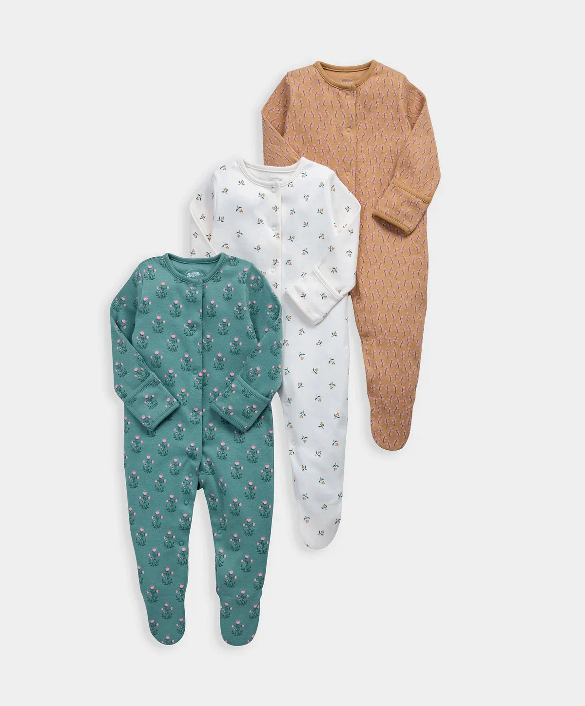 Tiled Floral Sleepsuits (Pack of 3)