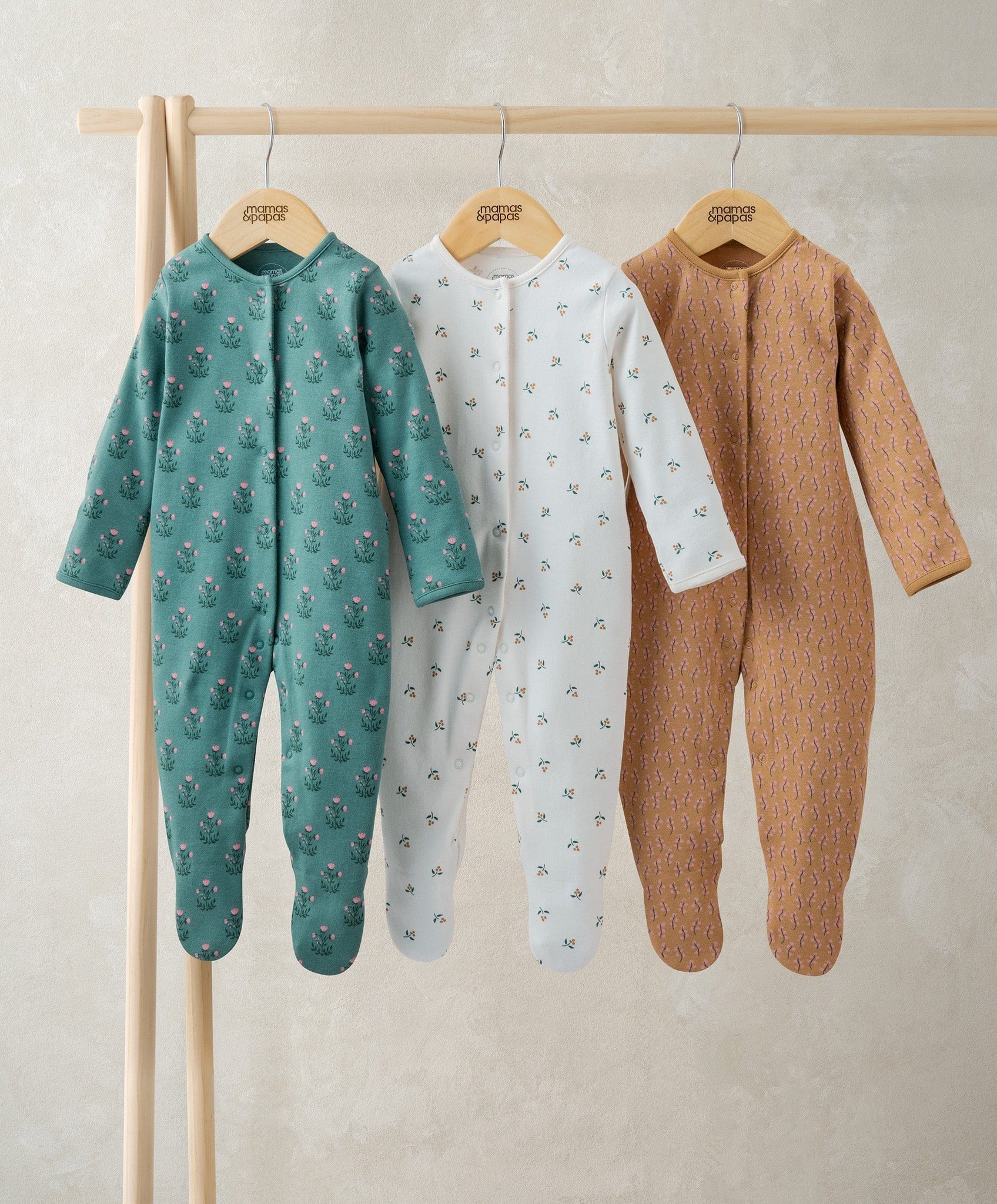 Mamas & Papas Tiled Floral Sleepsuits (Pack of 3) Sleepsuit