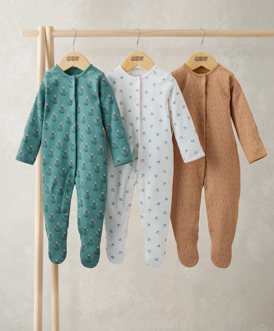Mamas & Papas Tiled Floral Sleepsuits (Pack of 3) Sleepsuit