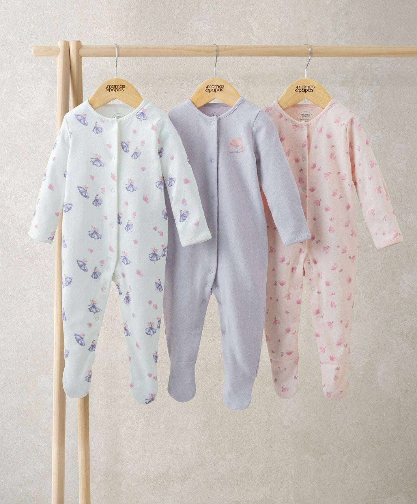 Mamas & Papas Ballerina Sleepsuits (Pack of 3) Sleepsuit