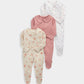Dusky Floral Sleepsuits (Pack of 3)
