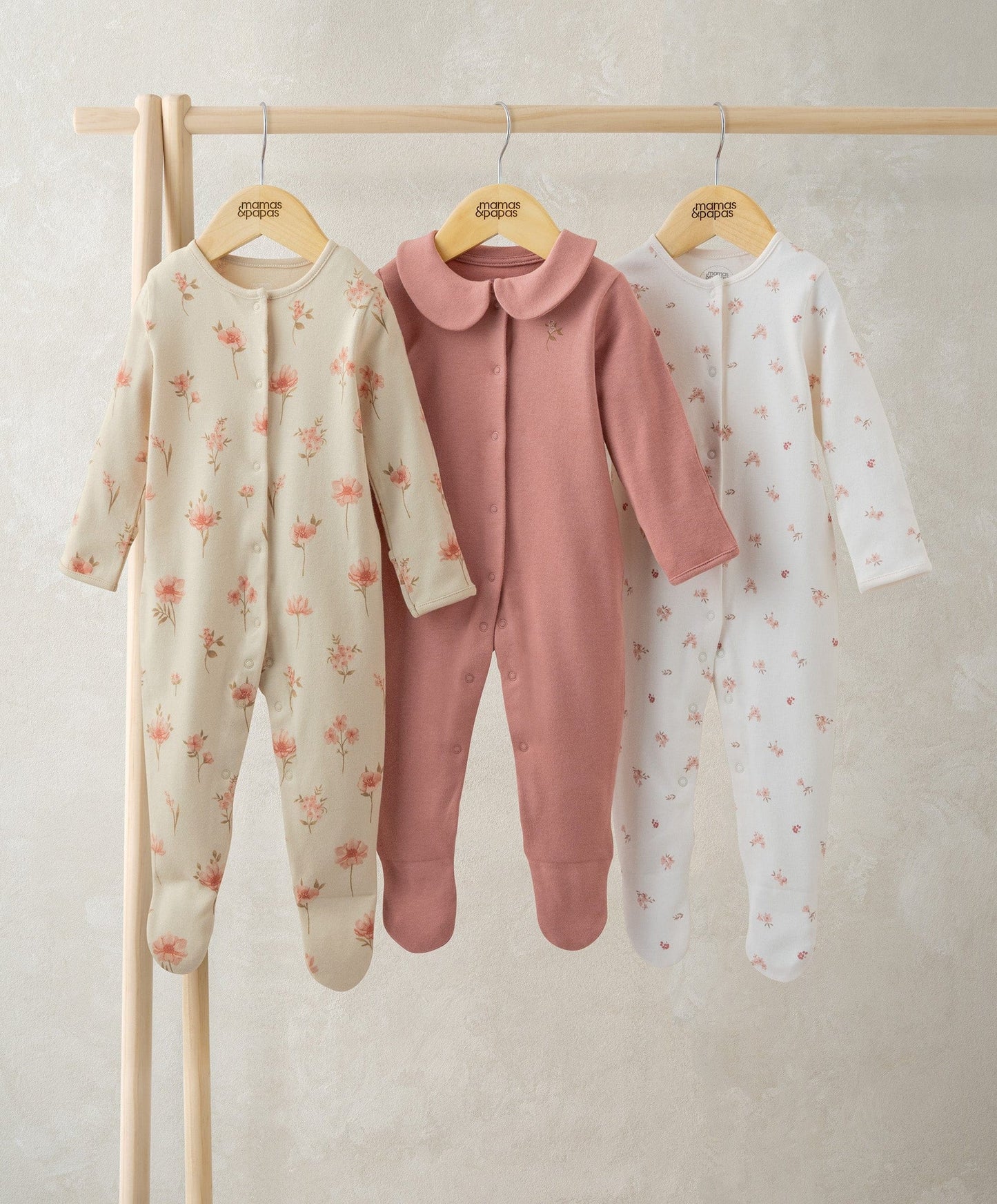 Dusky Floral Sleepsuits (Pack of 3)