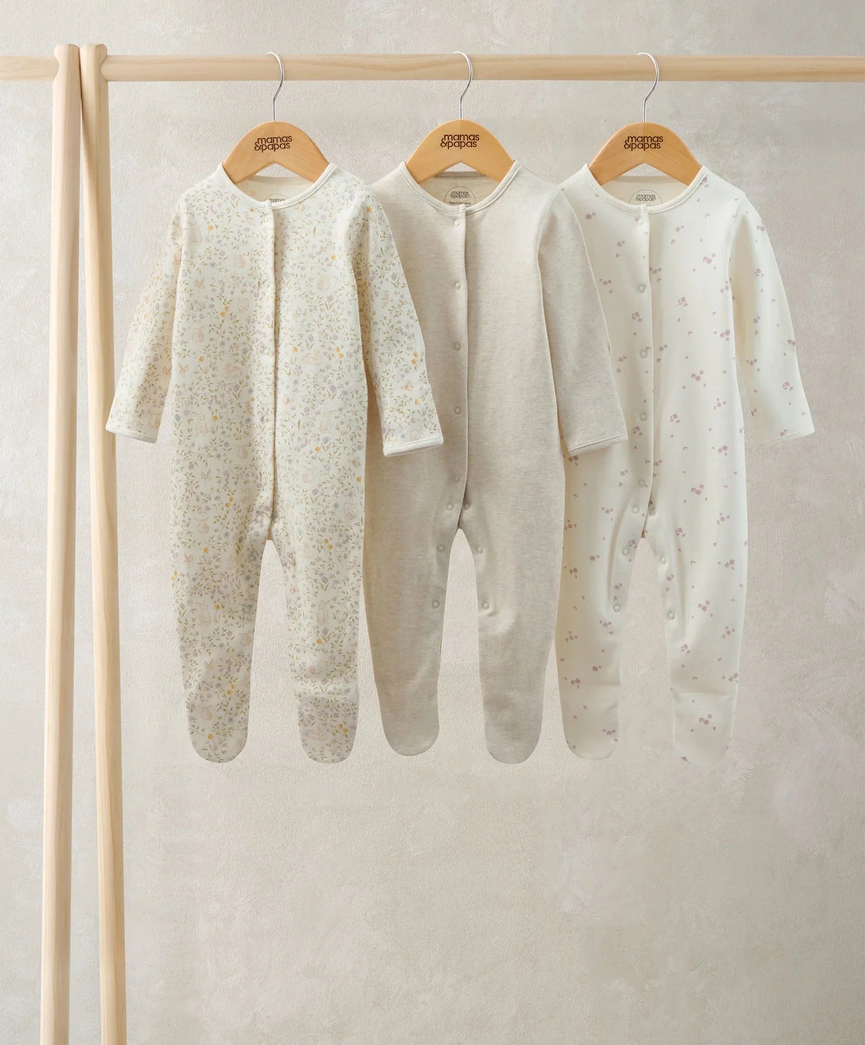 Mamas & Papas Bunny Sleepsuits (Pack of 3)