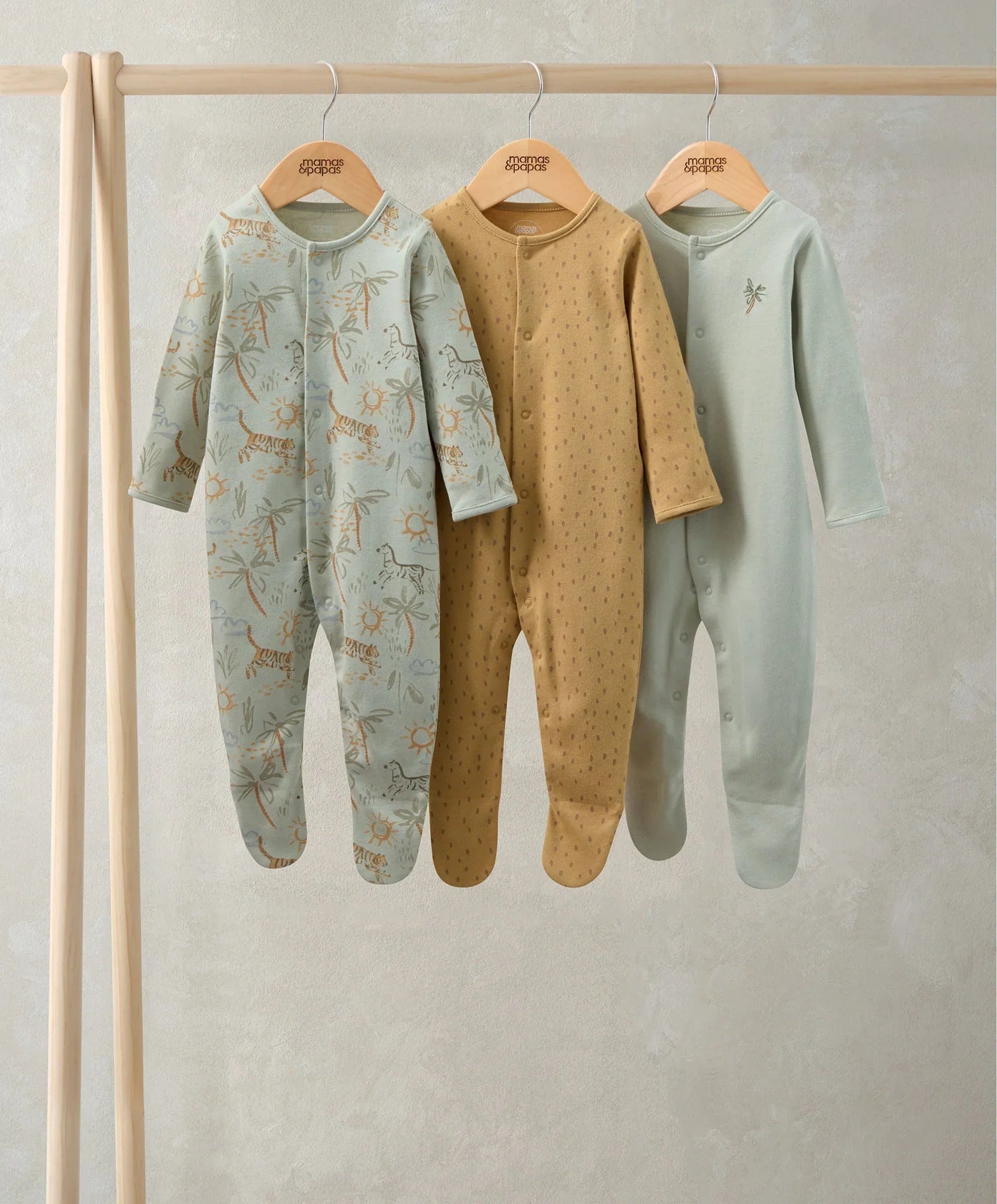 Mamas & Papas Safari Sleepsuits (Pack of 3)