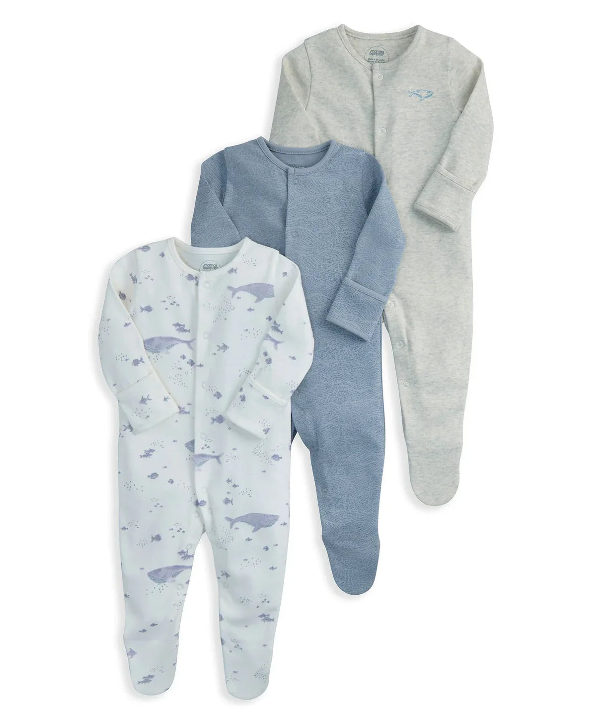 Whale Sleepsuits (Pack of 3)