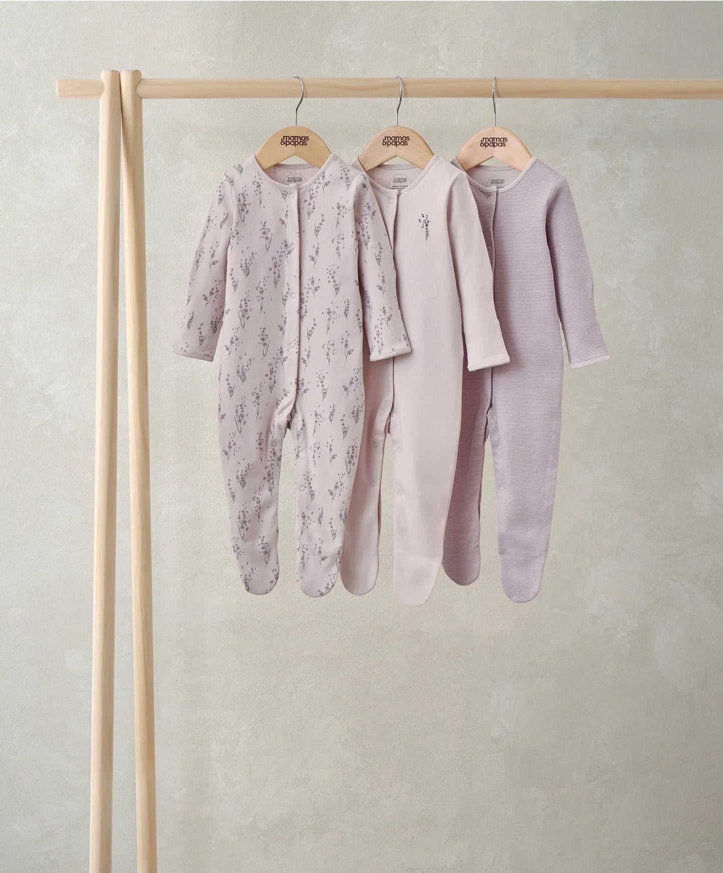 Mamas & Papas Lavendar Sleepsuits (Pack of 3)