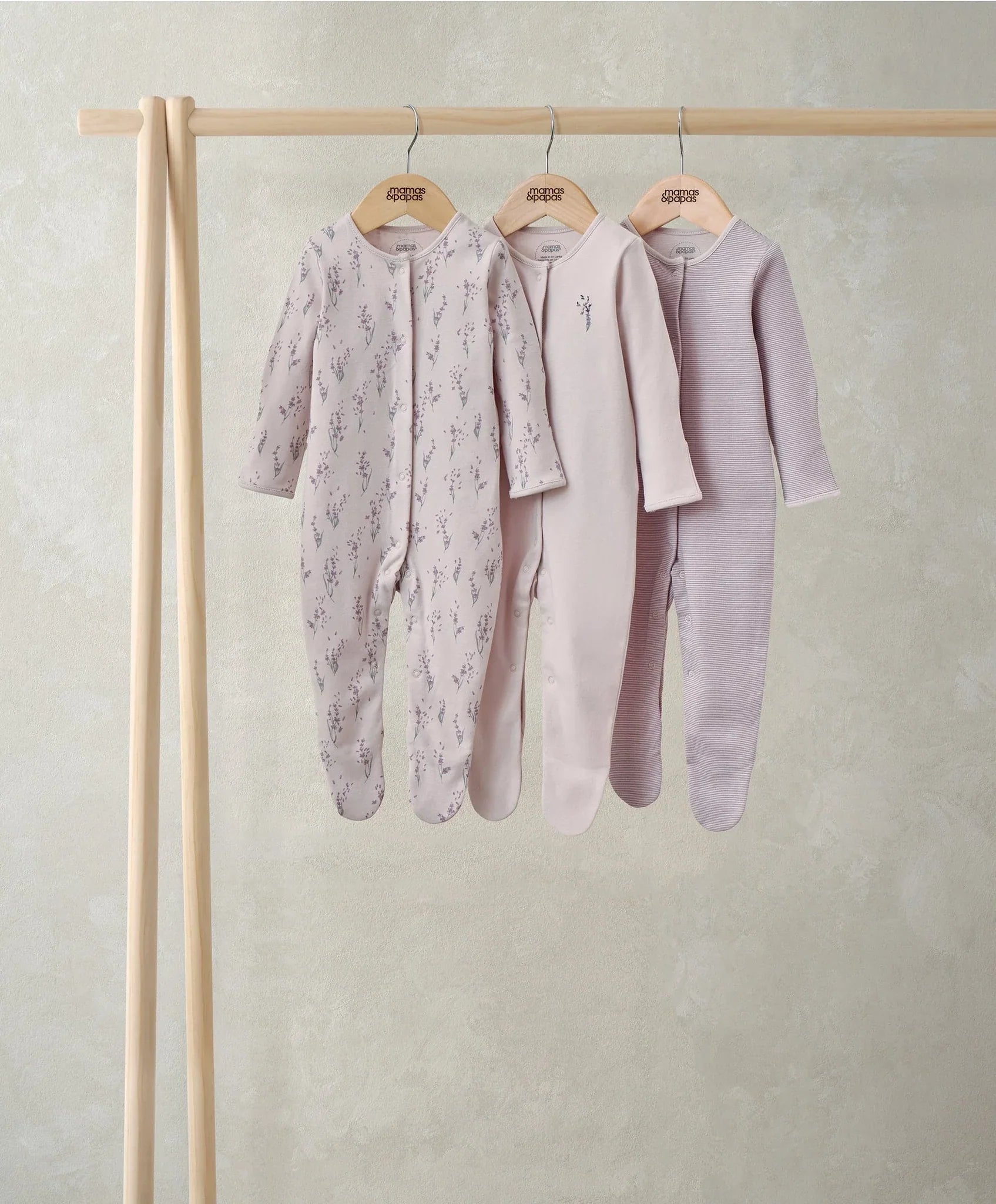 Mamas & Papas Lavendar Sleepsuits (Pack of 3)