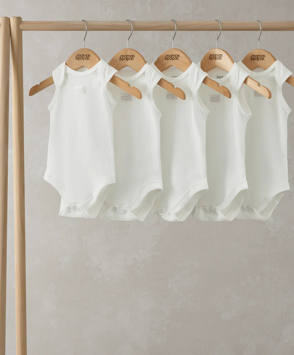 Mamas & Papas Organic Cotton Sleeveless Bodysuits (5 Pack) - White