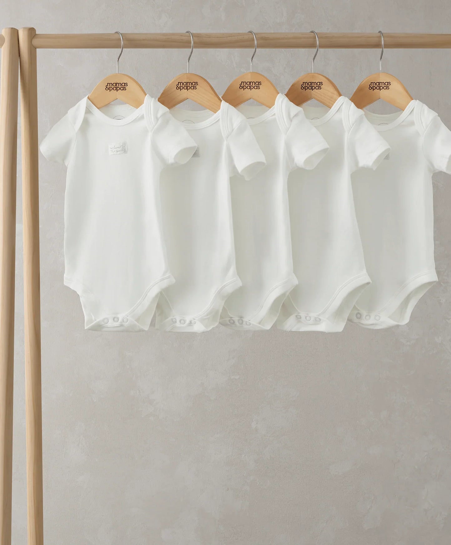 Mamas & Papas Organic Cotton Shortsleeved Bodysuits (5 Pack) - White
