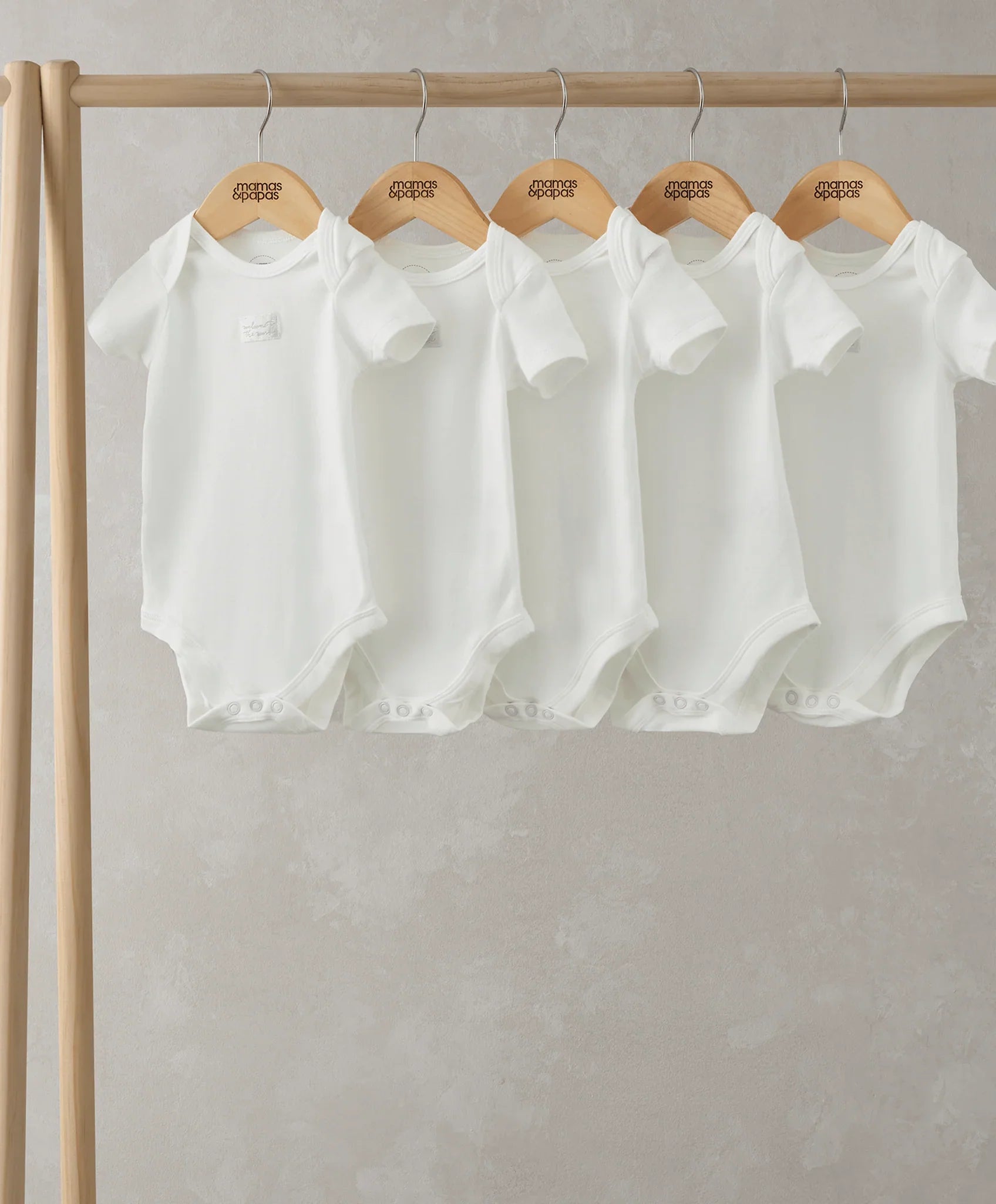 Mamas & Papas Organic Cotton Shortsleeved Bodysuits (5 Pack) - White