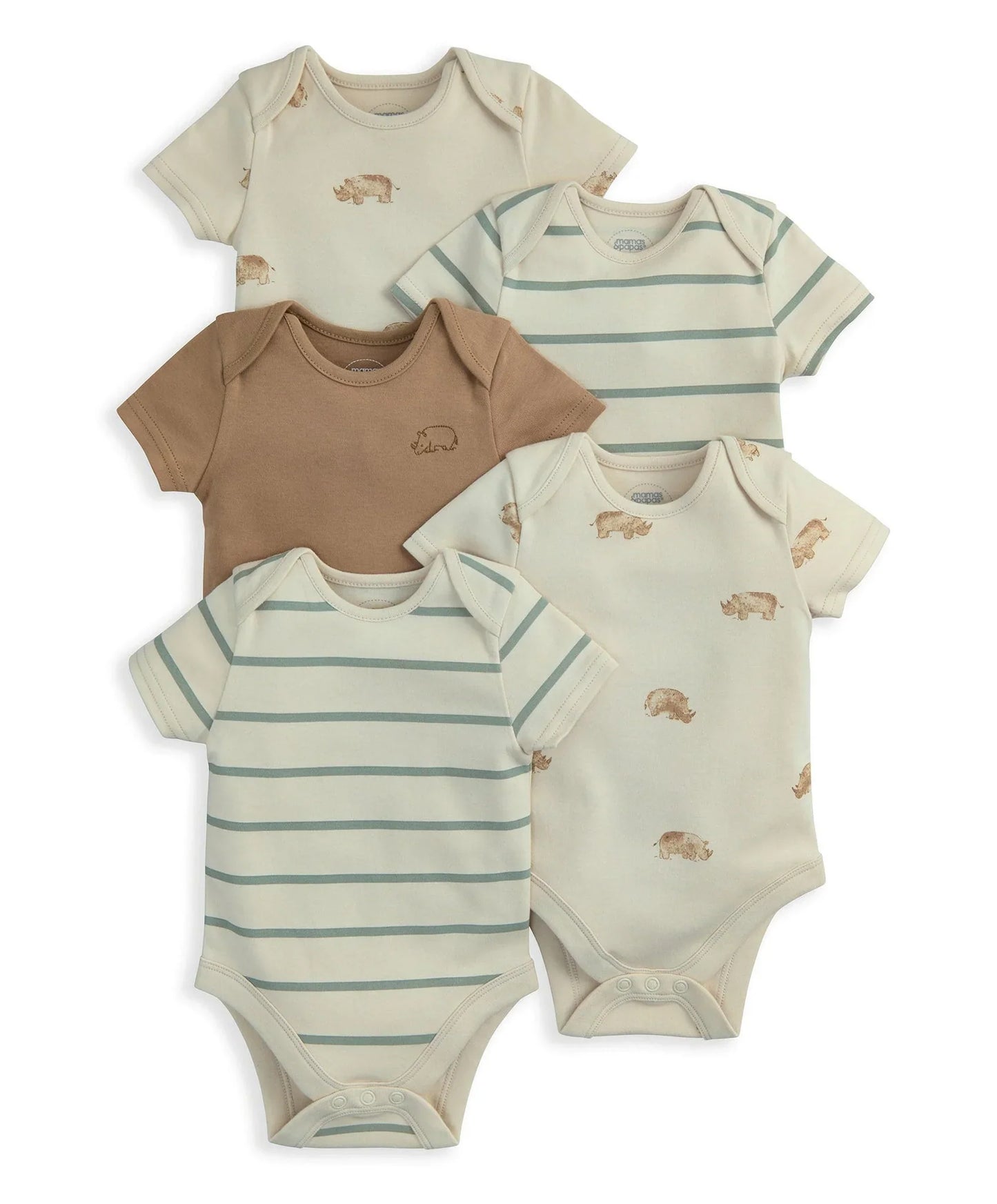 Rhino Short Sleeve Bodysuits (Pack of 5)