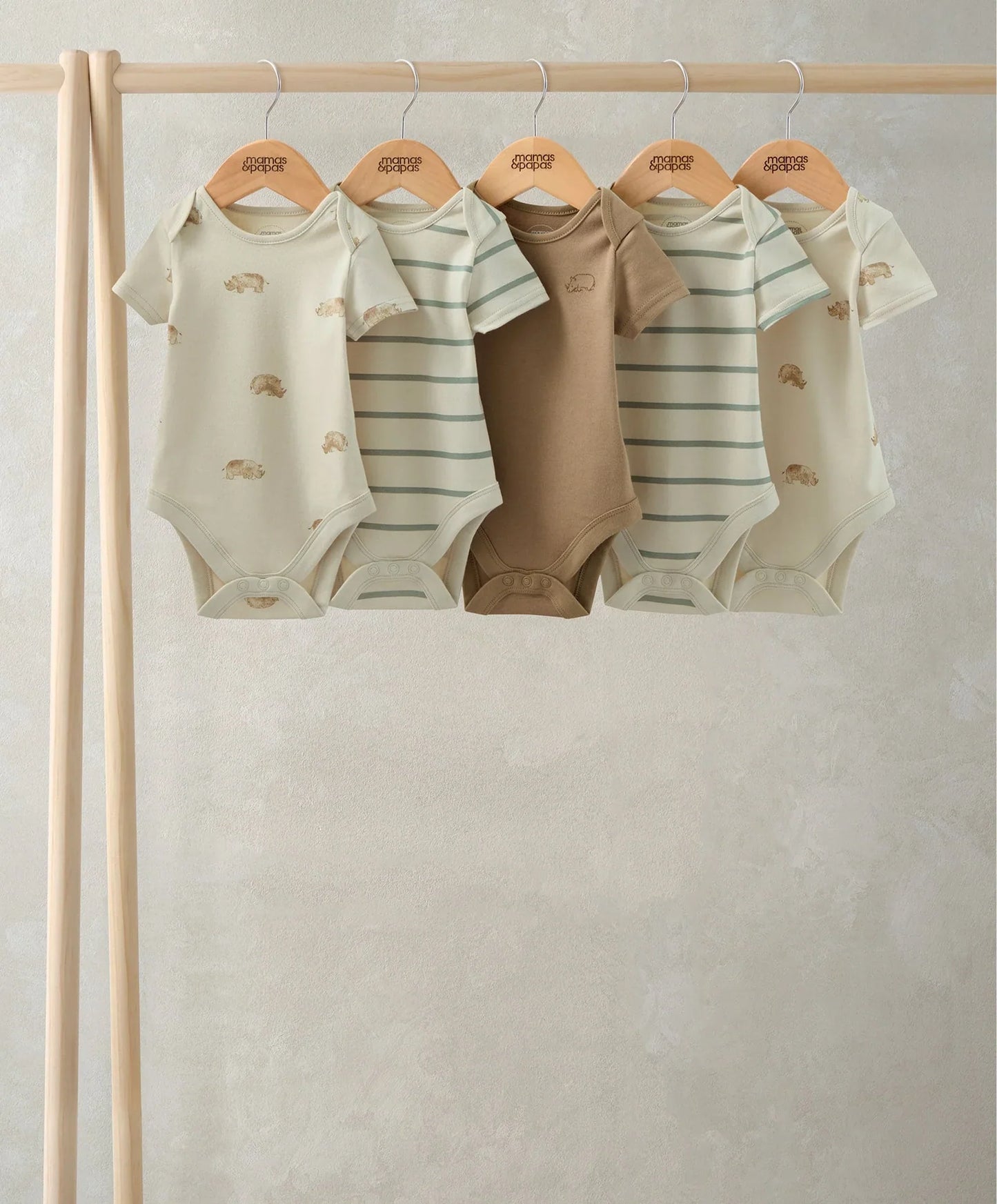Mamas & Papas Rhino Short Sleeve Bodysuits (Pack of 5)