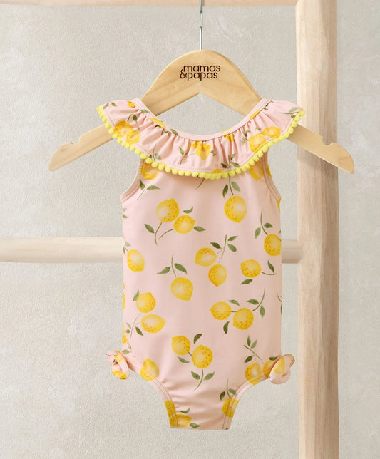 Mamas & Papas Lemon Print Frill Swimsuit