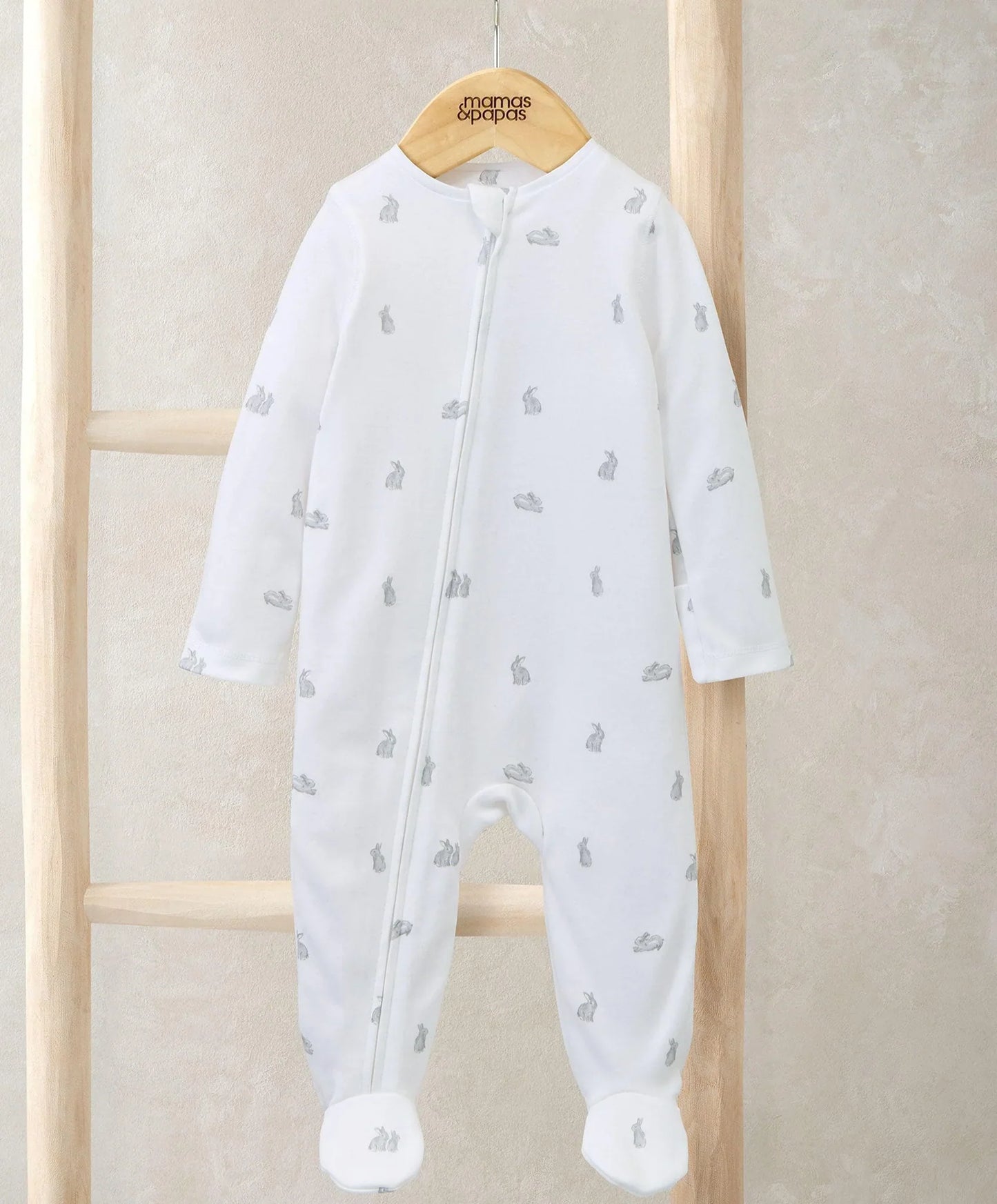 Mamas & Papas Bunny Print Zip All In One