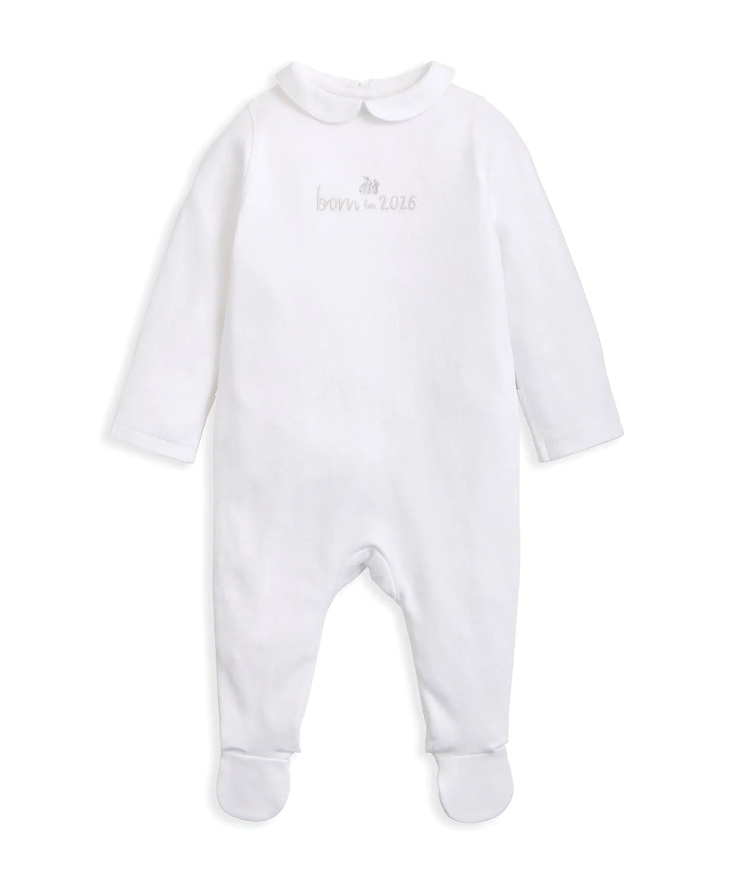 Born in 2026 Embroidered All In One White