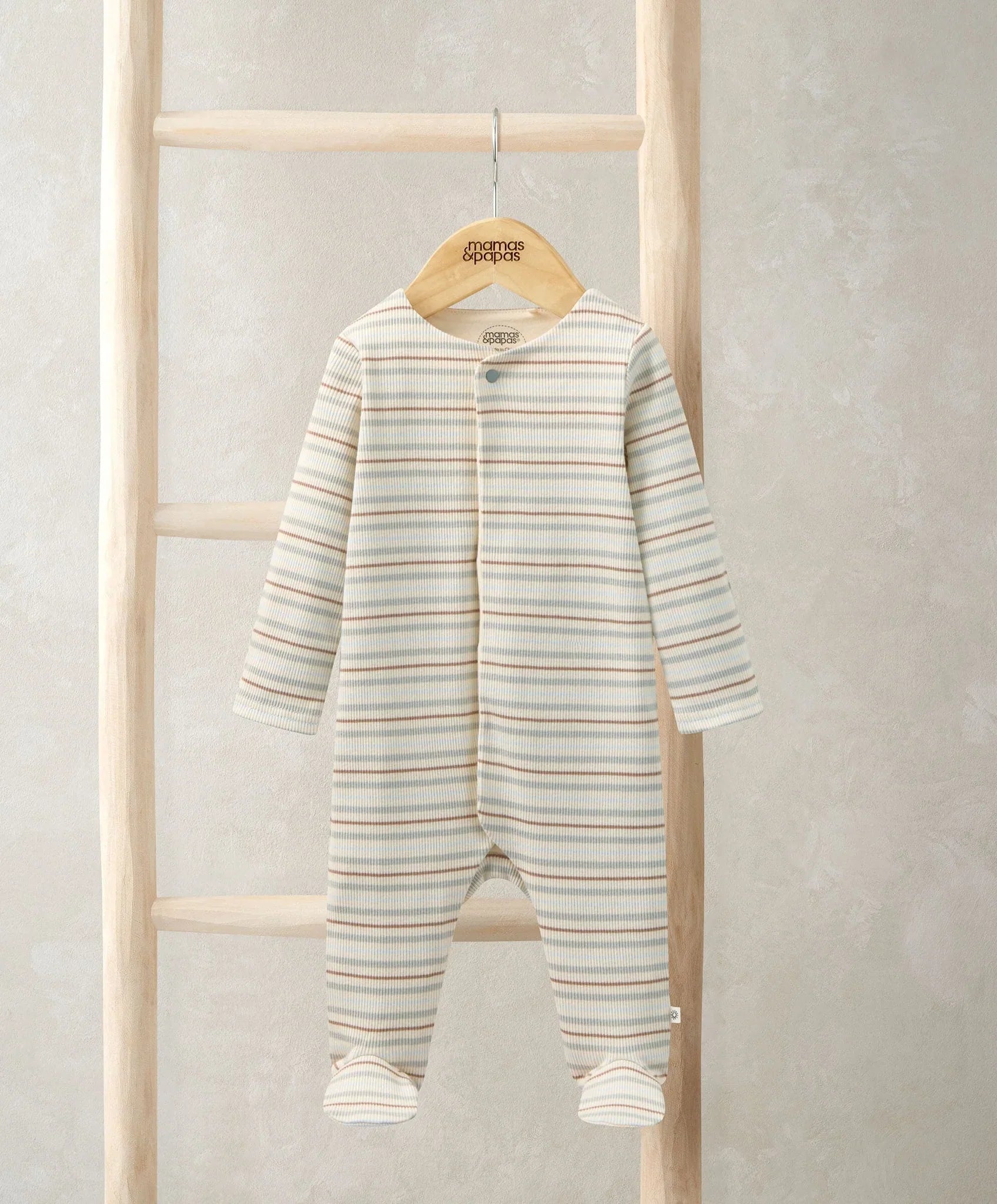 Mamas & Papas Ribbed Stripe Sleepsuit