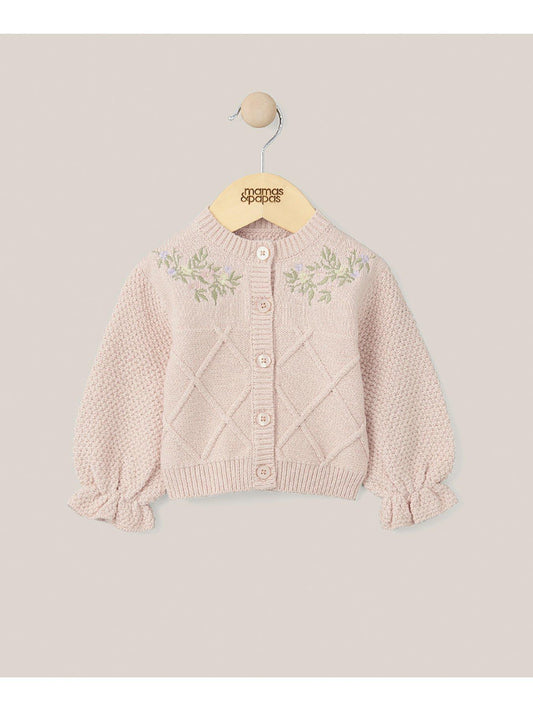 Mamas & Papas Floral Embroidered Cardigan - Pink | Mamas & Papas, Babies, Nursing, Cardigan
