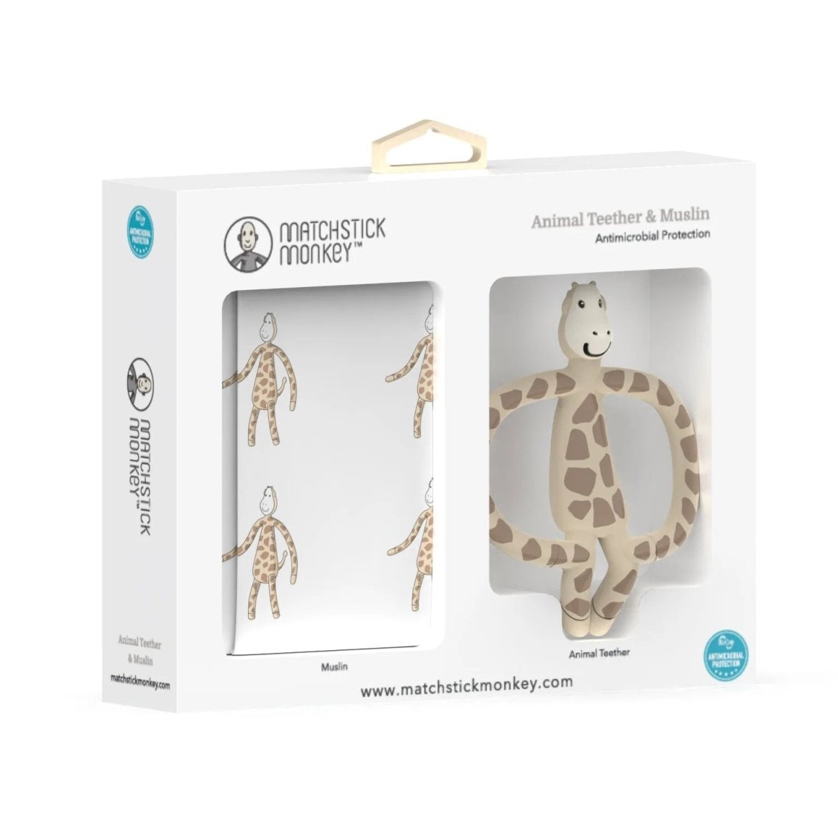 Animal Teether & Muslin Giraffe Gift Set | Teether | Matchstick Monkey for Mamas & Papas LB - Activity & Sensory Toys