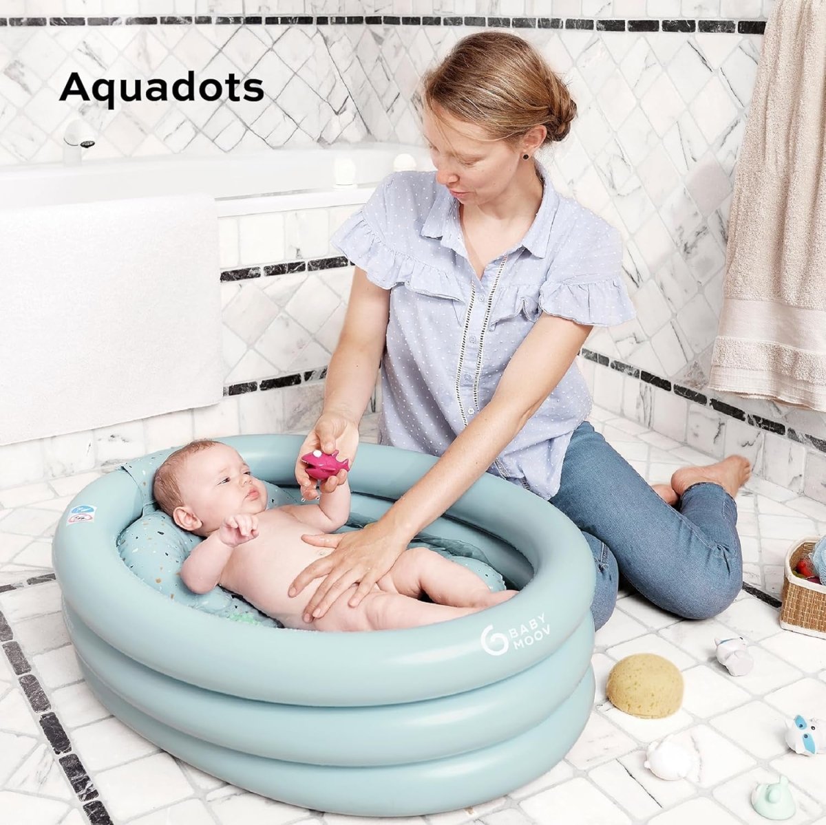 Aquadots Inflatable Baby Bath & Paddling Pool | Inflatable Pool | Babymoov for Mamas & Papas LB - 6hr