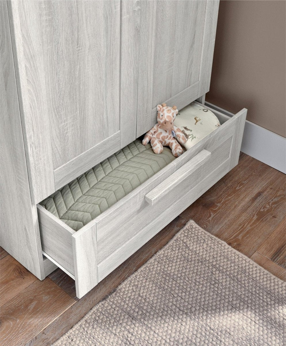 Atlas 2 Door Nursery Wardrobe with Storage Drawer - Nimbus White | Nursery Furniture | Mamas & Papas for Mamas & Papas LB - colorneed