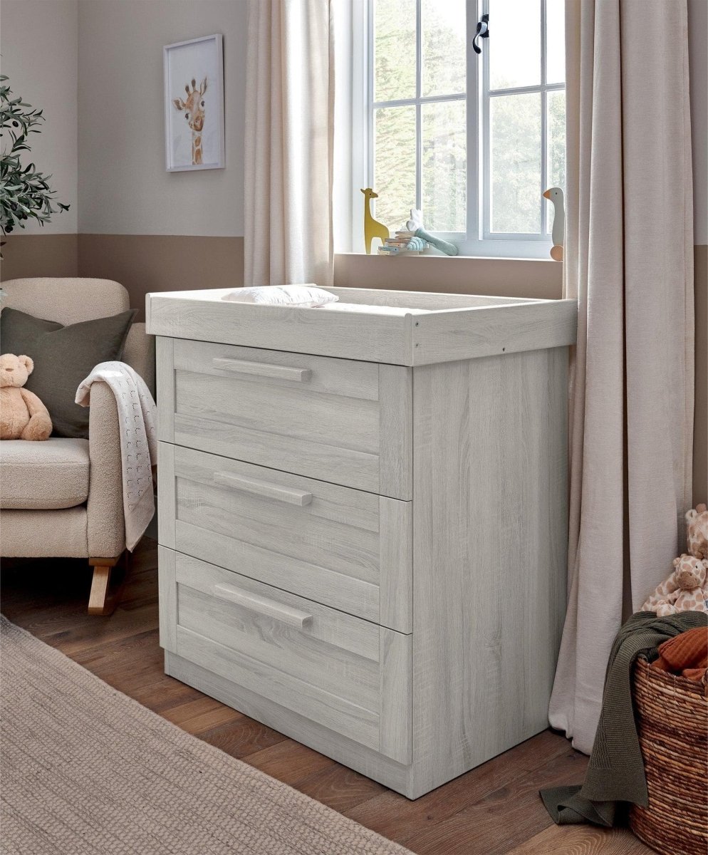 Atlas 3 Drawer Dresser & Changing Unit Nimbus - White | Dresser | Mamas & Papas for Mamas & Papas LB - Dressers & Changers