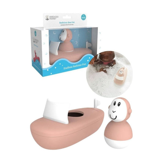 Bathtime Boat Set - Boat With Monkey Bath Toy - Pink | Bath Toy | Matchstick Monkey for Mamas & Papas LB - Activity & Sensory Toys