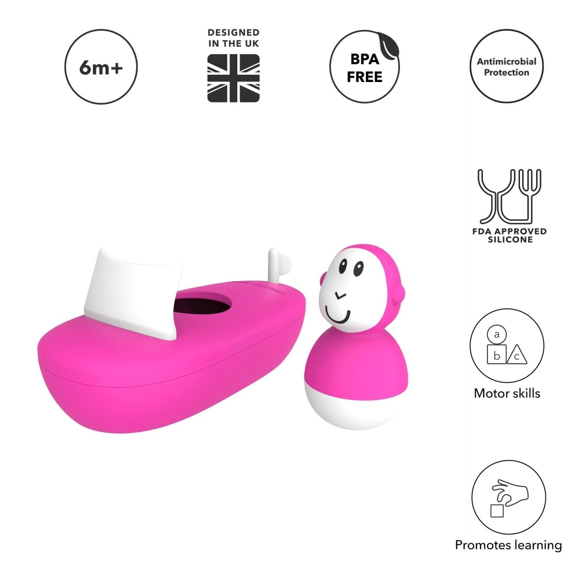 Bathtime Boat Set - Pink | Bath Toy | Matchstick Monkey for Mamas & Papas LB - Activity & Sensory Toys