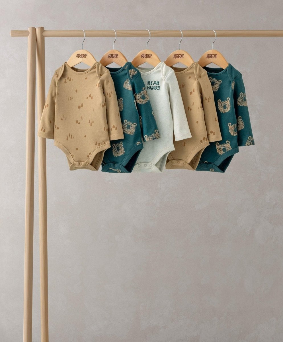 Bear Long Sleeve Bodysuits Pack of 5 | Bodysuit | Mamas & Papas for Mamas & Papas LB - 6hr