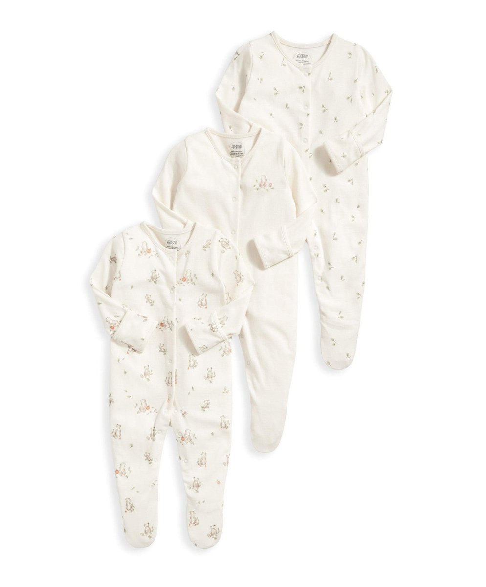 Bear Sleepsuits (Set of 3) - Sand | Sleepsuit | Mamas & Papas for Mamas & Papas LB - 6hr