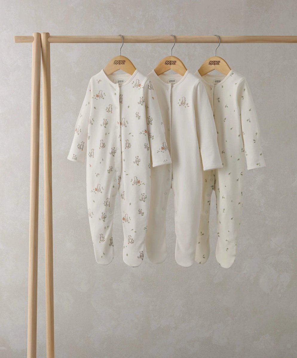 Bear Sleepsuits (Set of 3) - Sand | Sleepsuit | Mamas & Papas for Mamas & Papas LB - 6hr