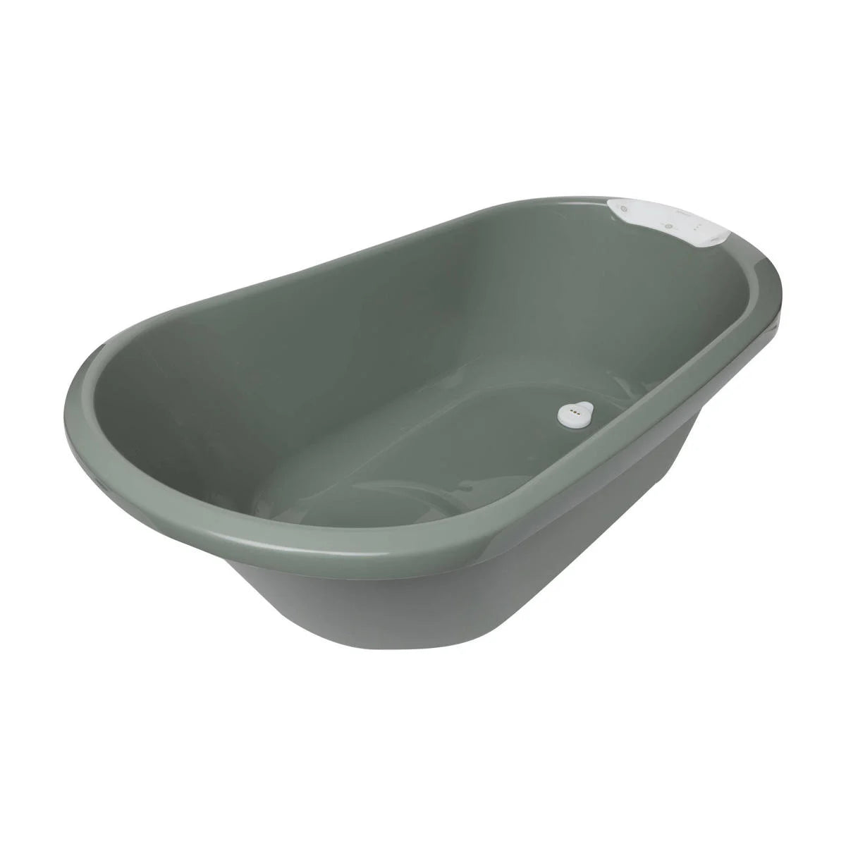 Freestanding bath tub in light green with heart detail on rim