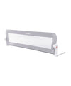 Grey fabric bed safety rail with curved frame and side clamp, 150 cm