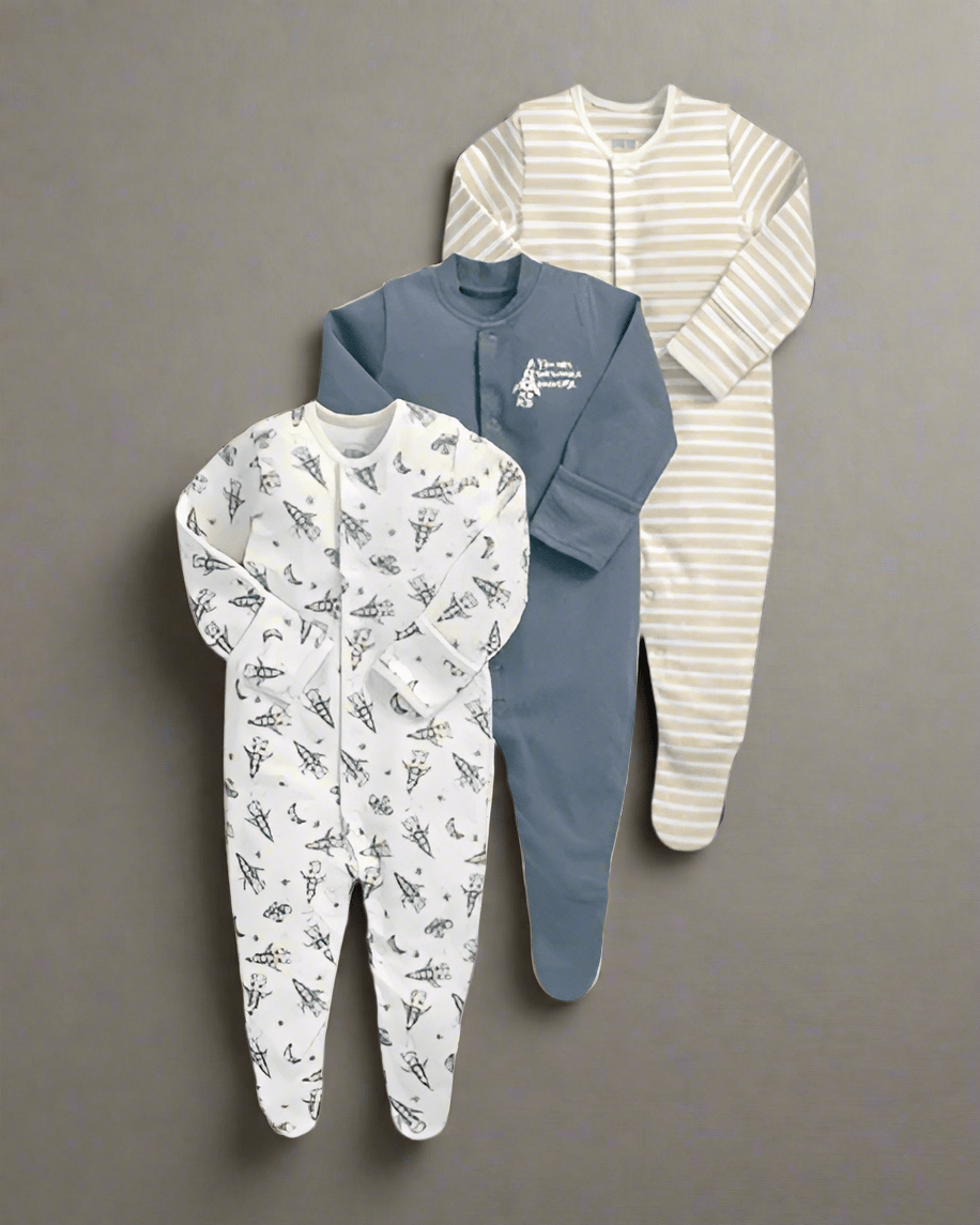 Blue Universe Sleepsuits (3 Pack) | Sleepsuit | Mamas & Papas for Mamas & Papas LB - 6hr
