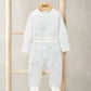 White footed baby bodysuit set with long sleeves and space print