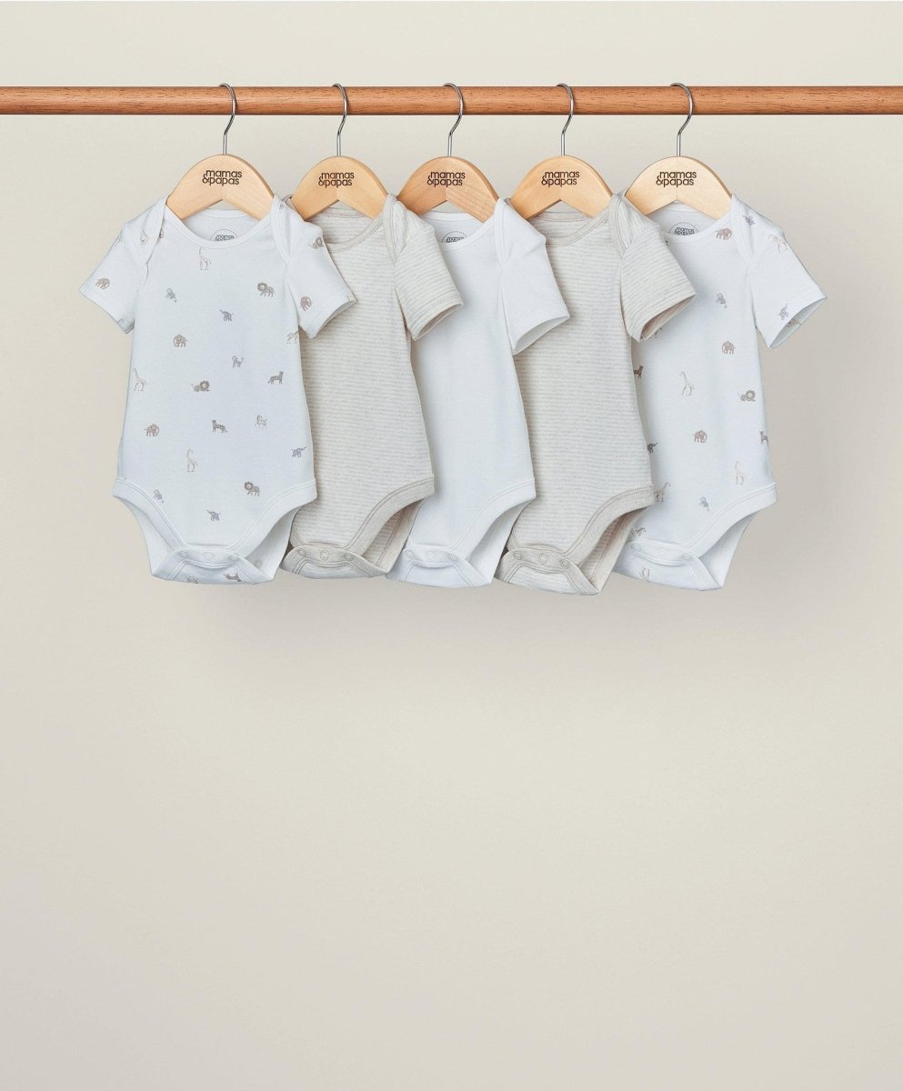 Born Wild Shortsleeved Bodysuits (Set of 5) | Bodysuit | Mamas & Papas for Mamas & Papas LB - 6hr