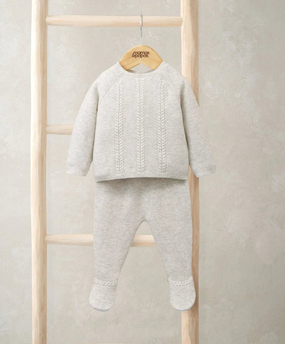Cable Knit Top & Bottoms Set (2 Pieces) - Grey | Bodysuit | Mamas & Papas for Mamas & Papas LB - 6hr
