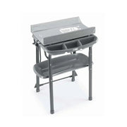 Grey bath changer with padded top and two storage trays