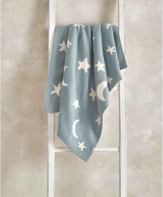 Chenille Blanket - Blue Moon/Star | Blanket | Mamas & Papas for Mamas & Papas LB - Baby Quilts & Blankets