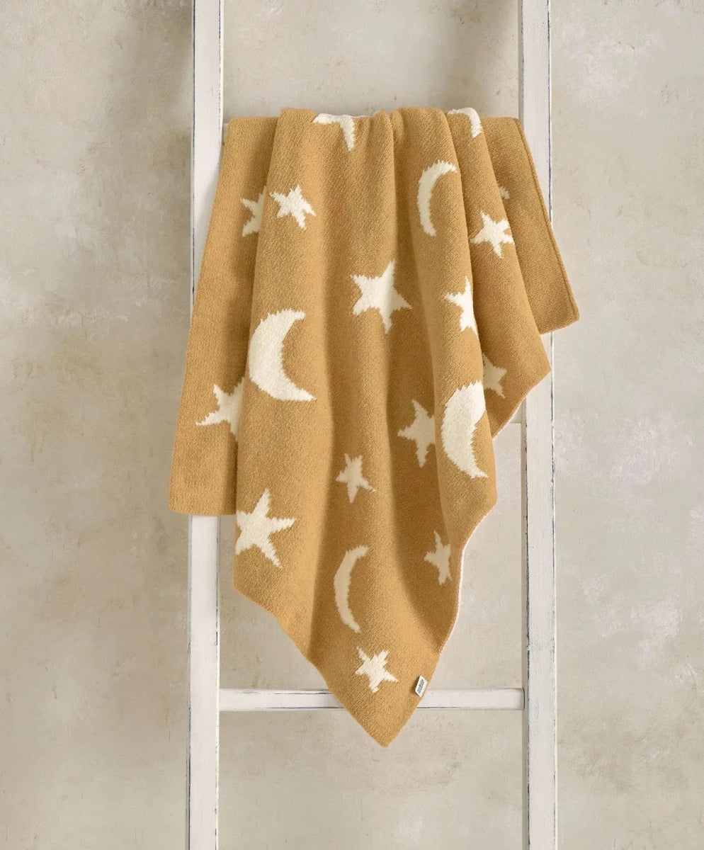 Chenille Blanket - Mustard Moon/Star | Blanket | Mamas & Papas for Mamas & Papas LB - Baby Quilts & Blankets
