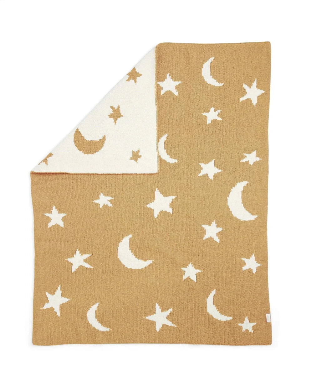 Chenille Blanket - Mustard Moon/Star | Blanket | Mamas & Papas for Mamas & Papas LB - Baby Quilts & Blankets