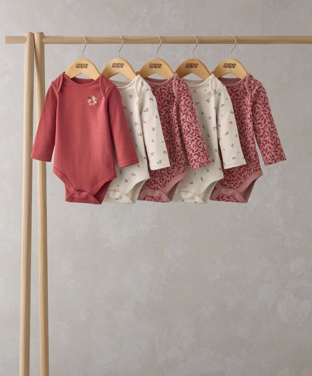 Cherry Bodysuits (Set of 5) | Bodysuit | Mamas & Papas for Mamas & Papas LB - 6hr