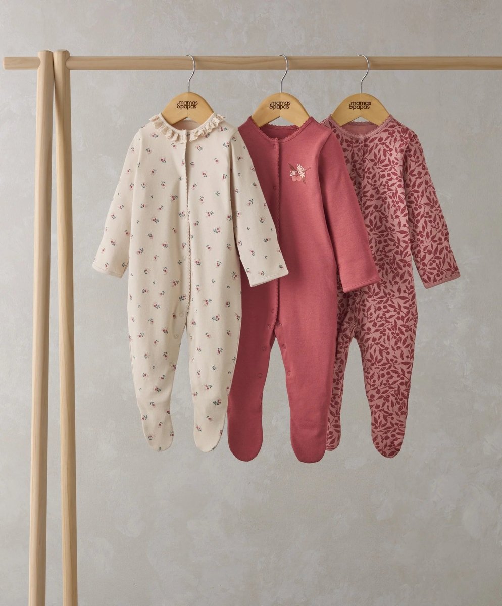 Cherry Sleepsuits (Set of 3) | Sleepsuit | Mamas & Papas for Mamas & Papas LB - 6hr