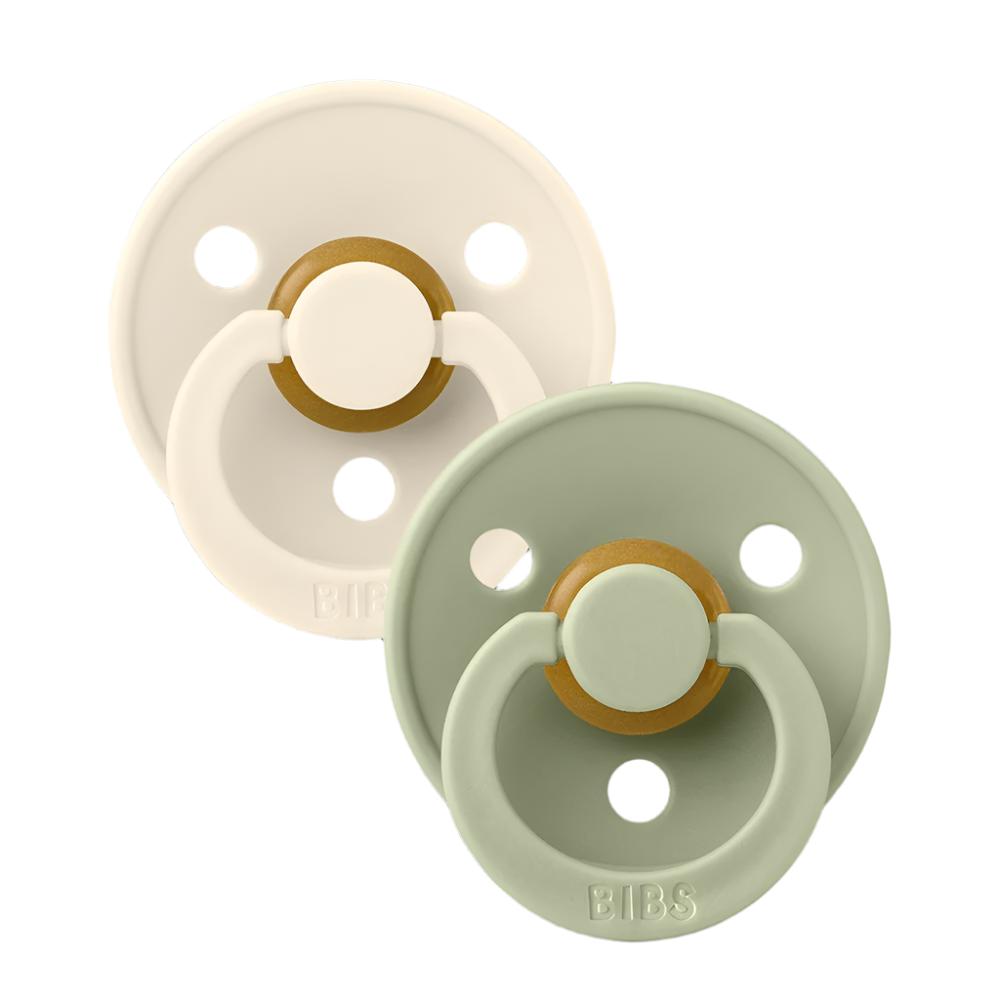 Colour 2 PACK - Ivory/Sage 0 - 6 Months | Pacifier | Bibs for Mamas & Papas LB - 6hr