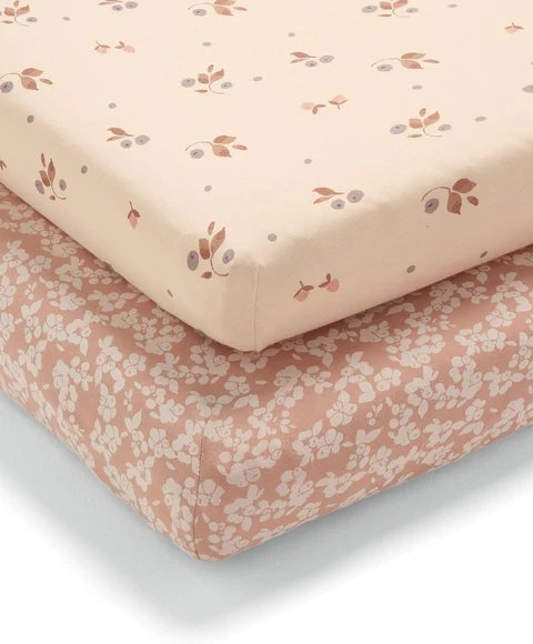 Cotbed Fitted Sheets Berry & Peony Pack of 2 | Nursery Bedding | Mamas & Papas for Mamas & Papas LB - 6hr