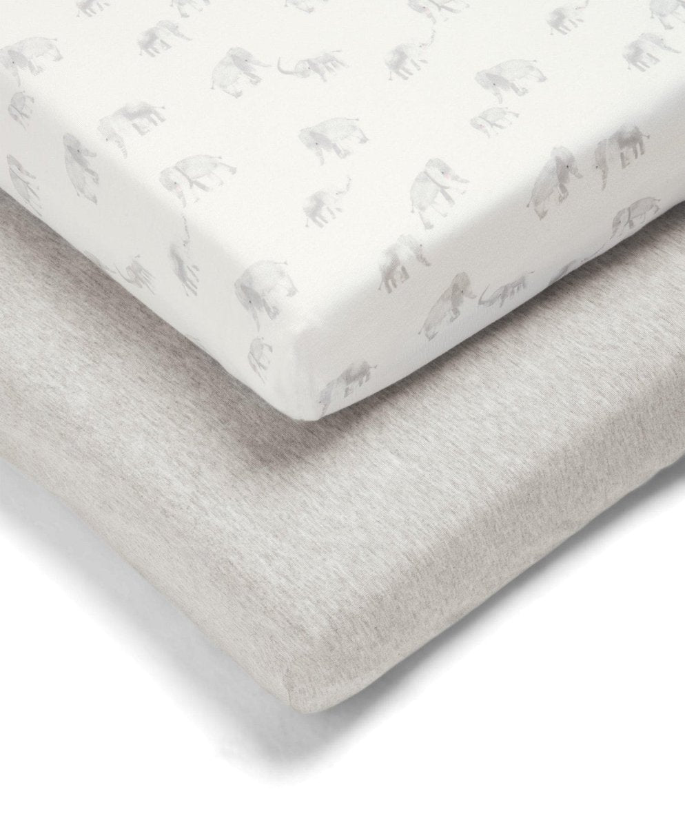 Cotbed Fitted Sheets Pack of 2 - Elephant | Nursery Bedding | Mamas & Papas for Mamas & Papas LB - 6hr