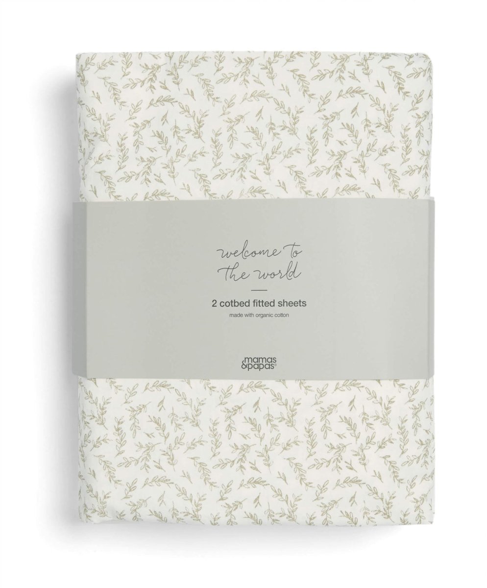 Cotbed Fitted Sheets Pack of 2 Seed - Leaf | Nursery Bedding | Mamas & Papas for Mamas & Papas LB - 6hr